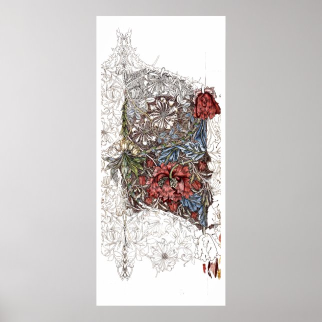 William morris flowers elegant floral illustration poster (Front)