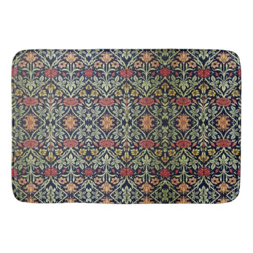 William Morris Flowers Foliage Green Yellow Red  Bath Mat