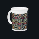 William Morris Flowers Foliage Green Yellow Red  Beverage Pitcher<br><div class="desc">William Morris Flowers Foliage Green Yellow Red Pitcher - The image decorating this product is an elegant floral pattern designed by John Dearle,   a protege of William Morris.  The pattern features a beautiful mix of colorful flowers nestled against stylized foliage.</div>