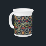 William Morris Flowers Foliage Green Yellow Red  Beverage Pitcher<br><div class="desc">William Morris Flowers Foliage Green Yellow Red Pitcher - The image decorating this product is an elegant floral pattern designed by John Dearle,   a protege of William Morris.  The pattern features a beautiful mix of colorful flowers nestled against stylized foliage.</div>