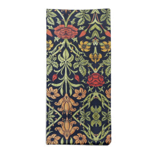 William Morris Flowers Foliage Green Yellow Red Cloth Napkin