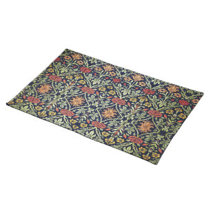 William Morris Flowers Foliage Green Yellow Red  Cloth Placemat