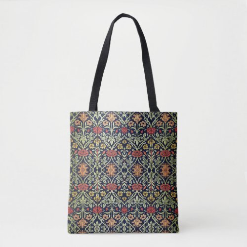 William Morris Flowers Foliage Green Yellow Red  Tote Bag