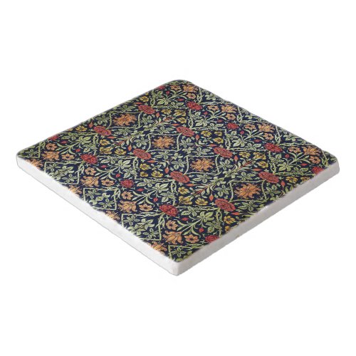 William Morris Flowers Foliage Green Yellow Red  Trivet