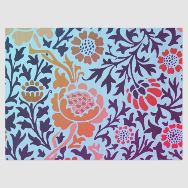 William Morris FLOWERS ON BLUE Tissue Paper (Front)
