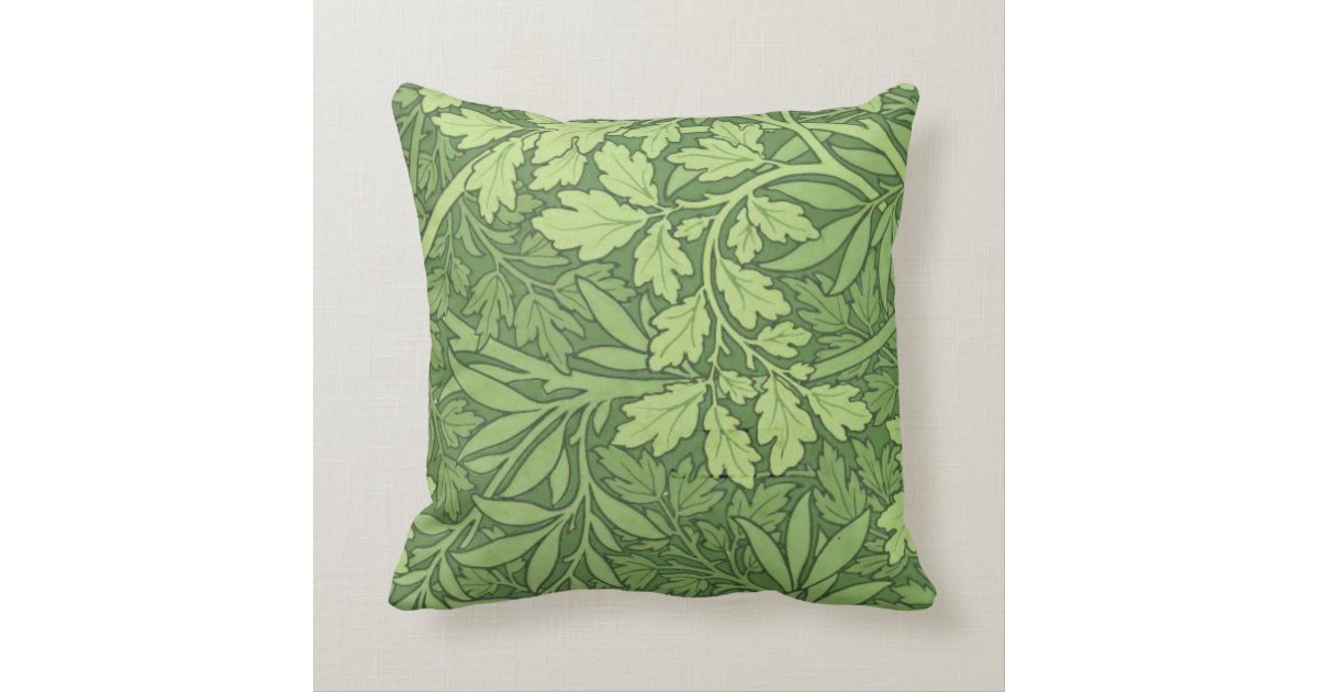 William Morris Foliage Green Leaves Design Throw Pillow Zazzle Com