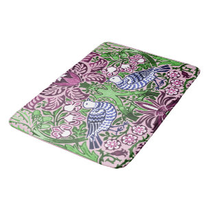 William Morris Folk Art Birds Flowers Acorns Bath Mat