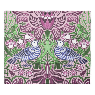 William Morris Folk Art Birds Flowers Acorns Duvet Cover
