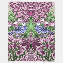 William Morris Folk Art Birds Flowers Acorns