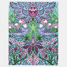 William Morris Folk Art Birds Flowers Acorns