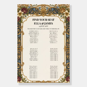 William Morris Folk Art Wedding Seating Chart Foam Board