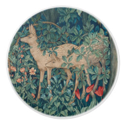 William Morris Forest Deer Floral Tapestry Ceramic Knob