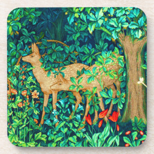William Morris Forest Deer Tapestry Print Beverage Coaster