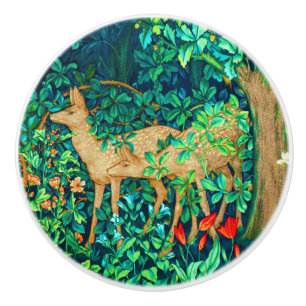 William Morris Forest Deer Tapestry Print Ceramic Knob