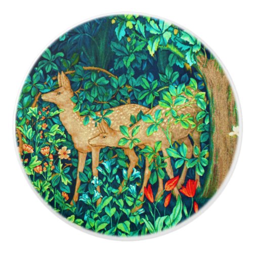 William Morris Forest Deer Tapestry Print  Ceramic Knob