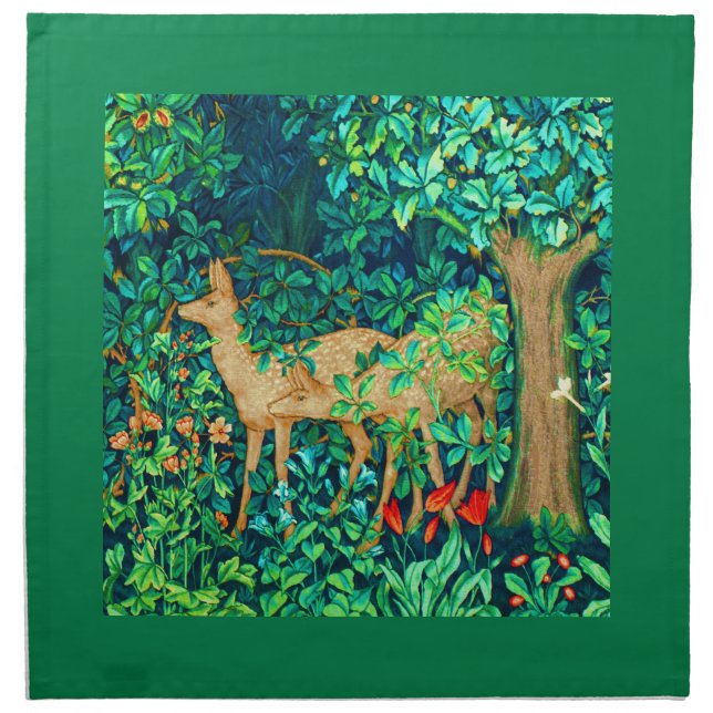 William Morris Forest Deer Tapestry Print  Cloth Napkin (Front)
