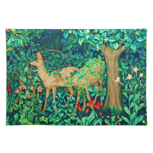 William Morris Forest Deer Tapestry Print Cloth Placemat
