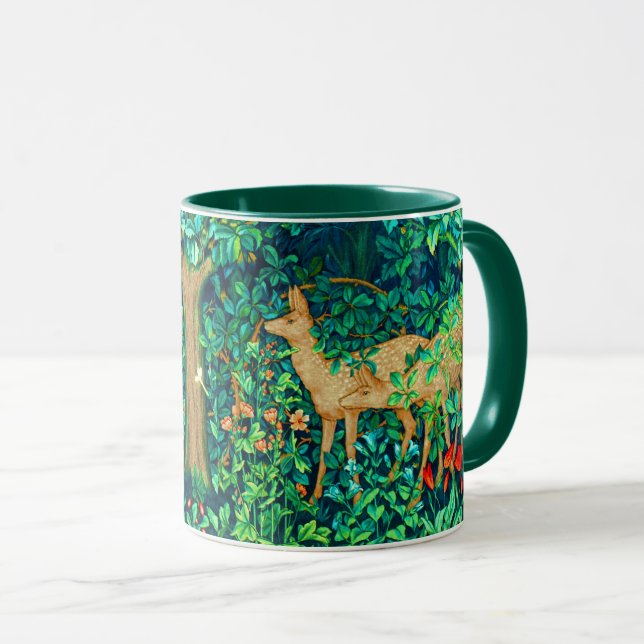 William Morris Forest Deer Tapestry Print  Mug (Front Right)