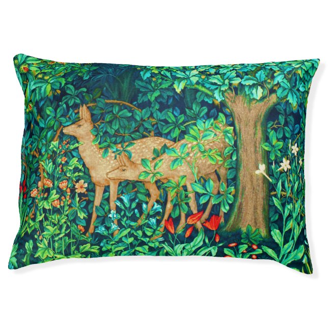 William Morris Forest Deer Tapestry Print  Pet Bed (Front)