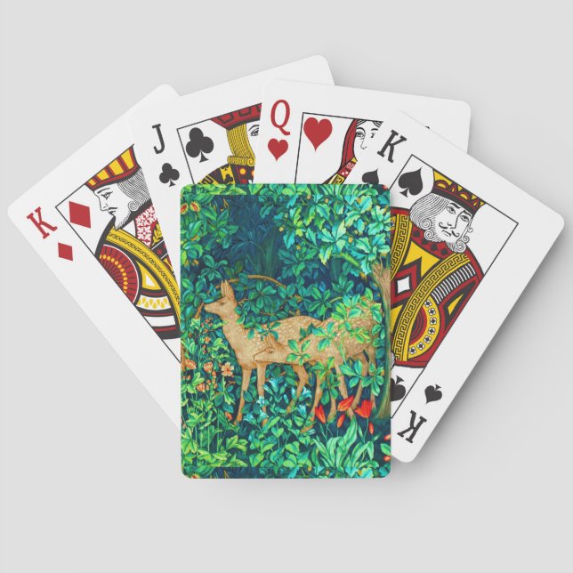 William Morris Forest Deer Tapestry Print  Poker Cards (Back)