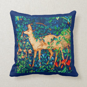 William Morris Forest Deer Tapestry Print Throw Pillow