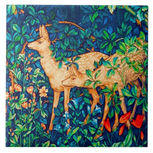 William Morris Forest Deer Tapestry Print Tile