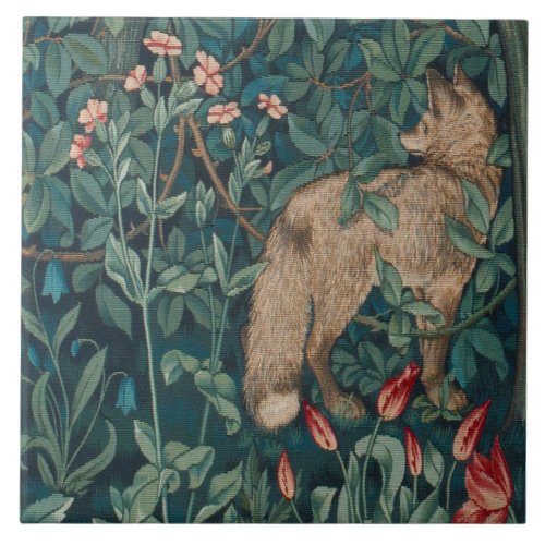 William Morris Forest Fox Floral Ceramic Tile