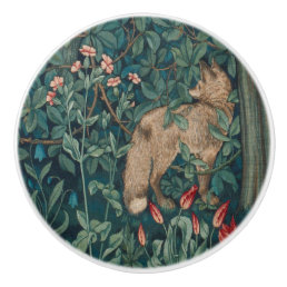 William Morris Forest Fox Floral Tapestry Ceramic Knob