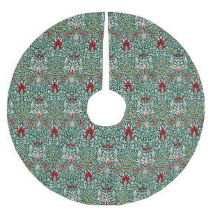 William Morris Forest Green Floral Wallpaper Brushed Polyester Tree Skirt