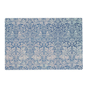 William Morris Forest Rabbit Bird Foliage Blue Placemat