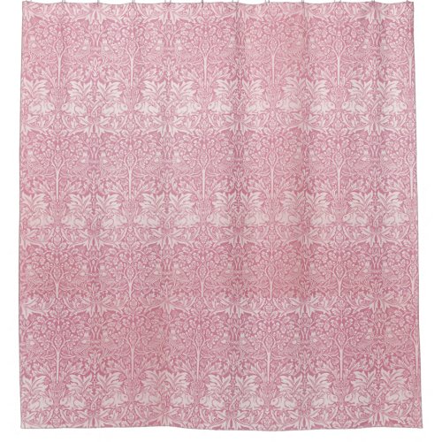 William Morris Forest Rabbit Bird Foliage Pink Shower Curtain