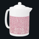 William Morris Forest Rabbit Bird Foliage Pink Teapot<br><div class="desc">Decorating this product is a beautiful pattern created between 1880 and 1881 by William Morris (1834 – 1896) and registered in 1882. The original pattern was Indigo-discharged and block-printed on plain cotton weave at Morris’ Merton Abbey workshop. The design boasts forest scenery with rabbits, birds, trees and intricately interlaced foliage....</div>