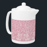 William Morris Forest Rabbit Bird Foliage Pink Teapot<br><div class="desc">Decorating this product is a beautiful pattern created between 1880 and 1881 by William Morris (1834 – 1896) and registered in 1882. The original pattern was Indigo-discharged and block-printed on plain cotton weave at Morris’ Merton Abbey workshop. The design boasts forest scenery with rabbits, birds, trees and intricately interlaced foliage....</div>