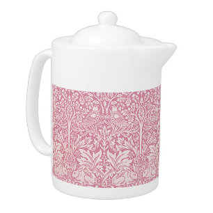  William Morris Forest Rabbit Bird Foliage Pink Teapot