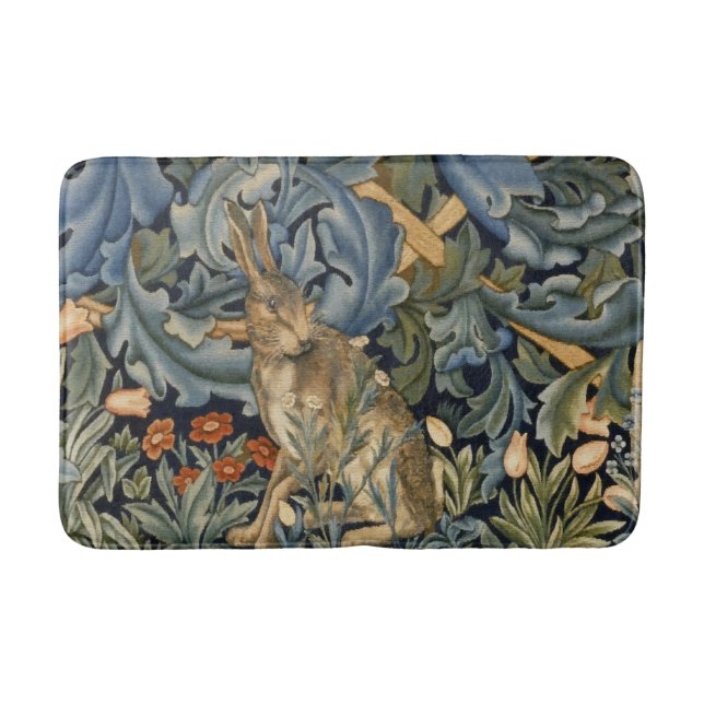 William Morris Forest Rabbit Floral Art Nouveau Bath Mat (Front)