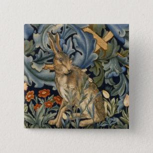 William Morris Forest Rabbit Floral Art Nouveau Button