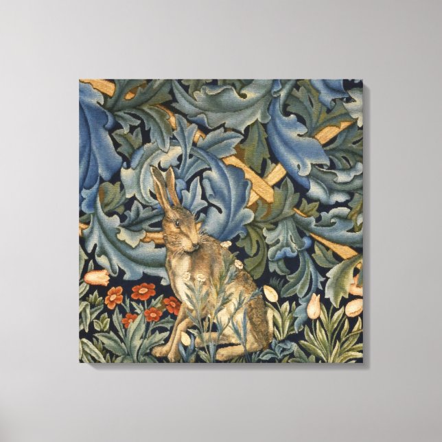 William Morris Forest Rabbit Floral Art Nouveau Canvas Print (Front)