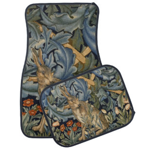 William Morris Forest Rabbit Floral Art Nouveau Car Floor Mat