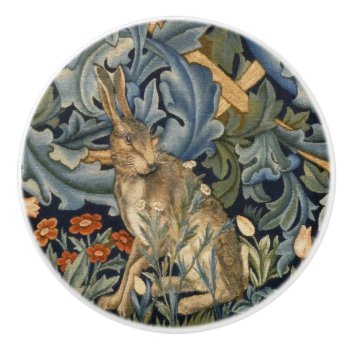 William Morris Forest Rabbit Floral Art Nouveau Ceramic Knob by artfoxx at Zazzle