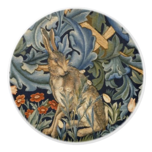 William Morris Forest Rabbit Floral Art Nouveau Ceramic Knob
