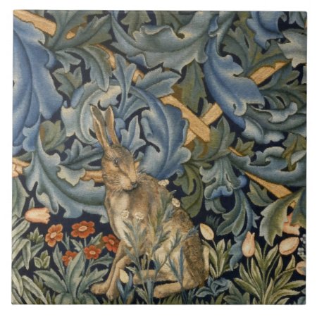 William Morris Forest Rabbit Floral Art Nouveau Ceramic Tile