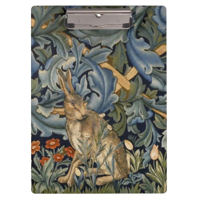 William Morris Forest Rabbit Floral Art Nouveau Clipboard (Front)