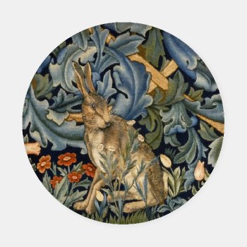 William Morris Forest Rabbit Floral Art Nouveau Coaster Set by artfoxx at Zazzle