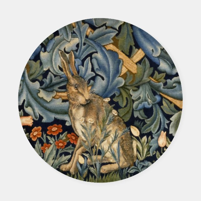 William Morris Forest Rabbit Floral Art Nouveau Coaster Set (Single)