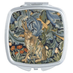 William Morris Forest Rabbit Floral Art Nouveau Compact Mirror