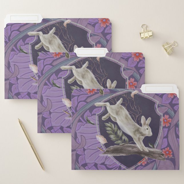 William Morris Forest Rabbit Floral Art Nouveau File Folder (Set)