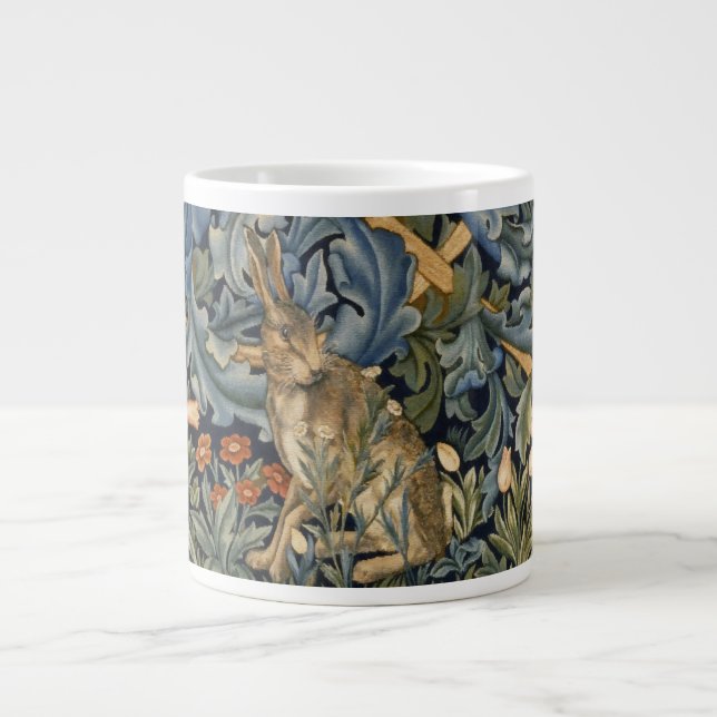 William Morris Forest Rabbit Floral Art Nouveau Giant Coffee Mug (Front)