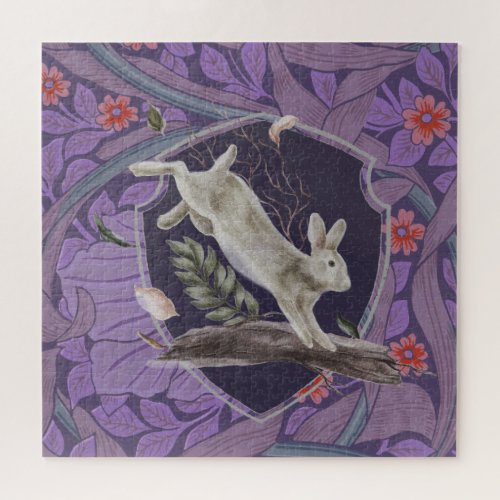William Morris Forest Rabbit Floral Art Nouveau Jigsaw Puzzle