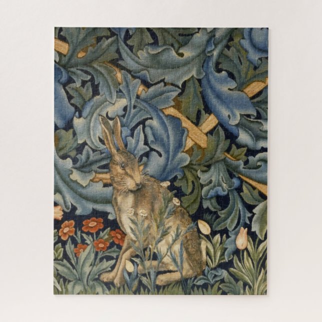 William Morris Forest Rabbit Floral Art Nouveau Jigsaw Puzzle (Vertical)