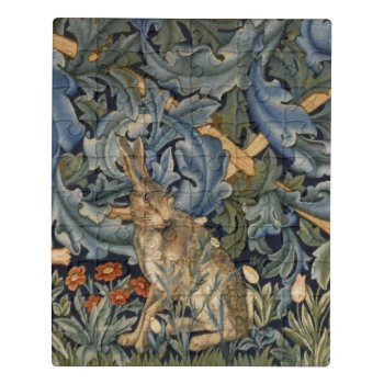 William Morris Forest Rabbit Floral Art Nouveau Jigsaw Puzzle by artfoxx at Zazzle